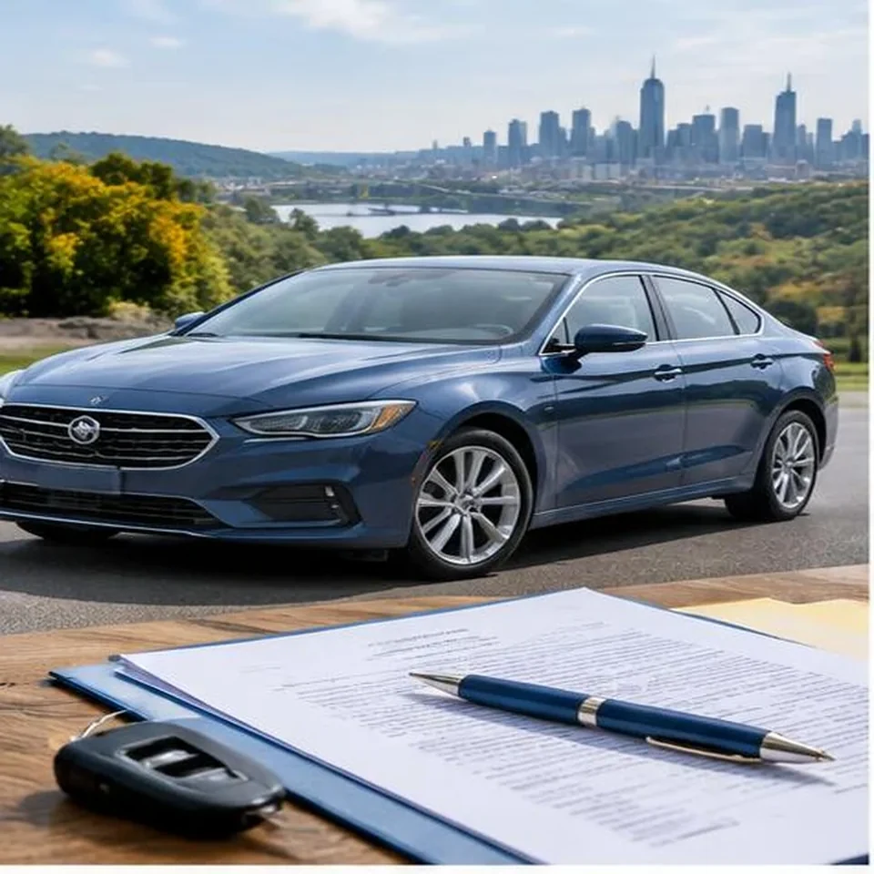 Sedan with auto insurance paperwork and keys