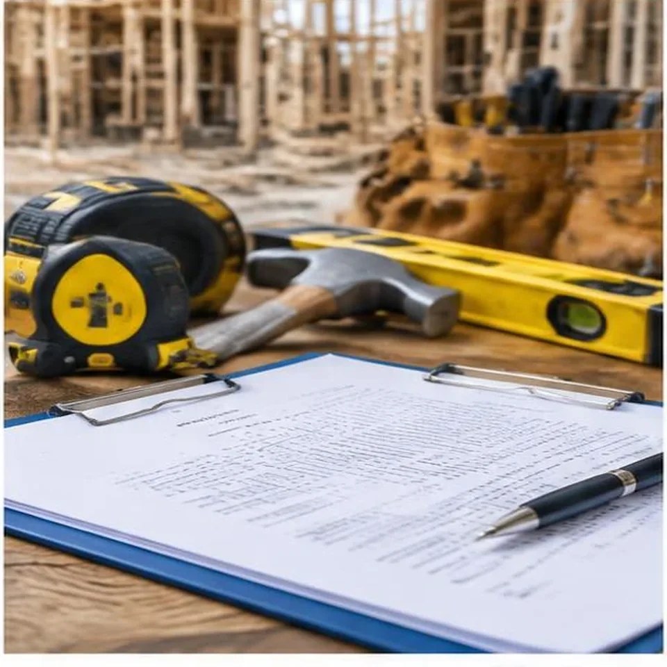 Contractor tools with general liability policy paperwork
